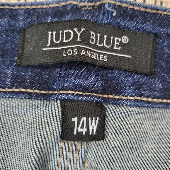 Judy Blue Jeans Womens 14W Blue High Rise Cropped Straight Raw Hem Denim - Picture 4 of 10